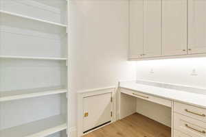 Butler pantry with "Costco" door