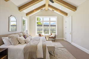 Carpeted bedroom featuring baseboards and recessed lighting