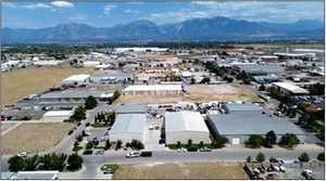 Bird's eye view of mountains and industrial structures