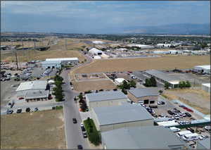 Aerial view of industrial structures