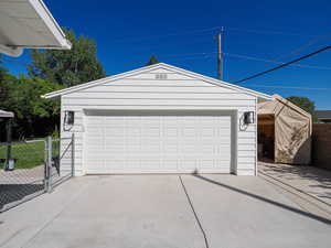 View of detached garage