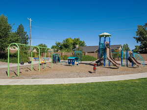 Communal playground with a lawn