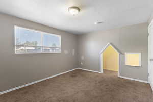 Additional living space with carpet and baseboards