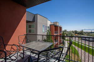 Balcony with outdoor dining area