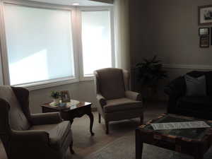 Sitting room with healthy amount of natural light and carpet flooring