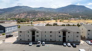 Aerial view of a mountainous background