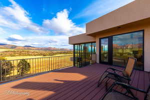 Wooden deck with a mountain view