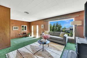 Living room and view of front entrance