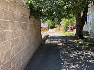 West view of right of way easement from carport towards J St.