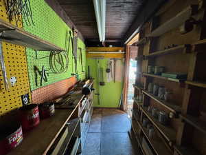 Workshop at rear of carport
