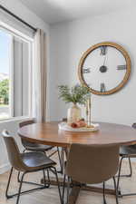 Dining room with light wood-type flooring