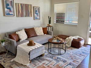 Living room with wood finished floors