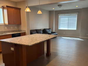 Kitchen featuring open floor plan.
