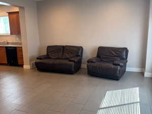 Living area featuring recessed lighting and wood finish floors