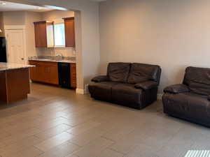 Living room featuring recessed lighting and wood finish floors