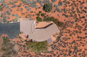 View from above of property with a desert landscape