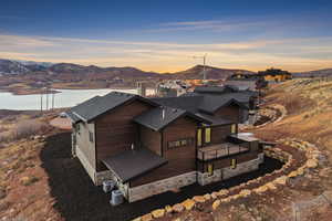 Drone / aerial view of a water and mountain view