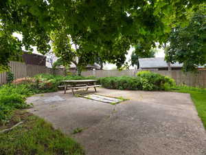 View of fenced backyard