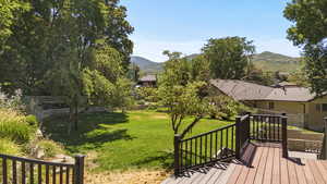 Wooden terrace with a mountain view