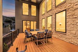 Wooden deck with outdoor dining space