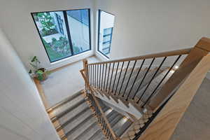 Staircase with carpet flooring