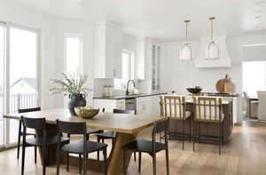 Dining area featuring light wood-style flooring