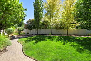 View of fenced backyard