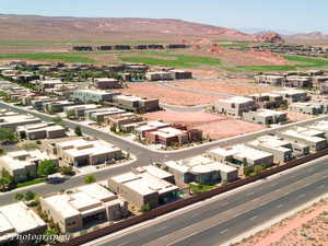 Drone / aerial view of a mountain backdrop