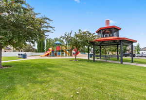 Communal playground featuring a gazebo