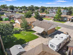 Aerial perspective of suburban area