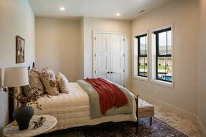 Bedroom with recessed lighting