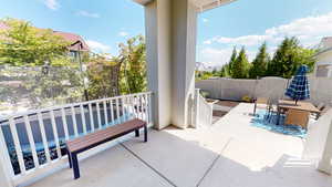 Balcony with outdoor dining area