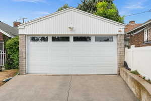 View of detached garage