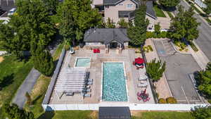 Aerial view of a pool