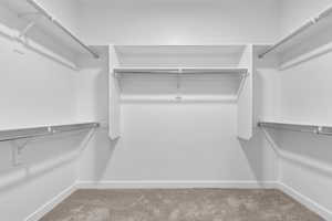 Walk in closet featuring carpet flooring