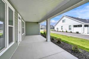 Porch with a lawn and a residential view