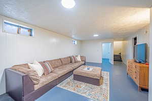 Living Room in the basement. Solid Floor.