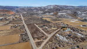 Aerial view of sparsely populated area featuring mountains