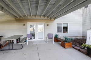 View of patio with french doors