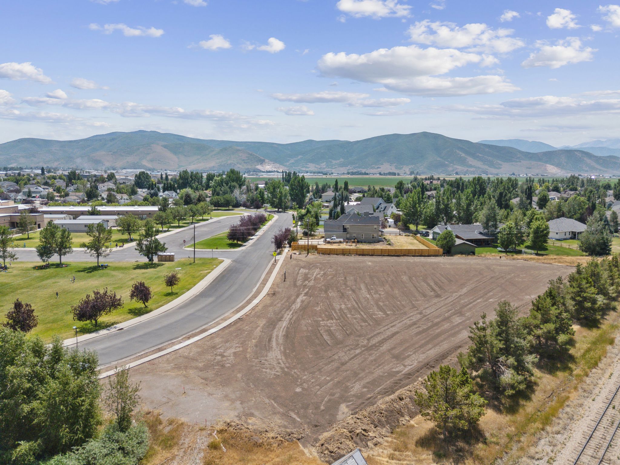 Aerial view of a mountainous background