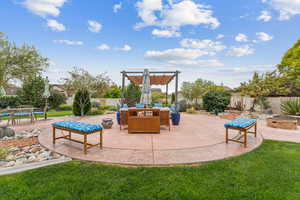 View of patio / terrace featuring a fire pit