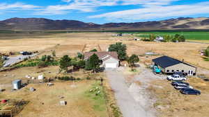 Overview of rural landscape with mountains