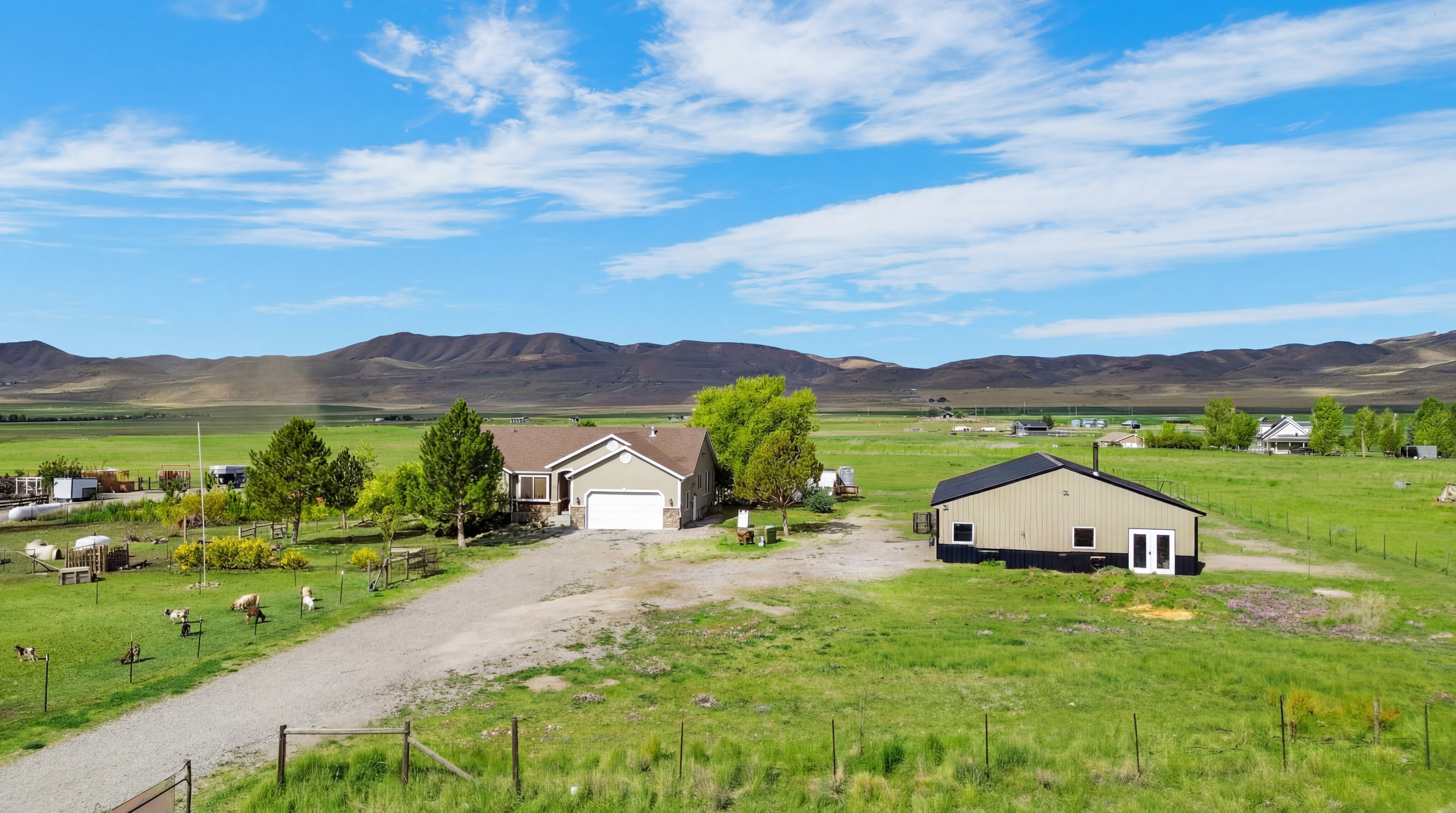 With the early spring  and a fixed sprinkler system you get the nice view of  the mountains with rural landscape