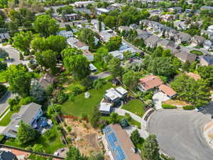 Aerial perspective of suburban area