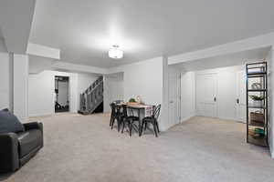 Carpeted basement area
