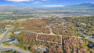 View of property location with property boundaries highlighted and a mountain backdrop
