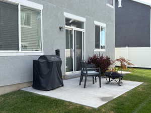 View of patio / terrace featuring a grill and an outdoor fire pit
