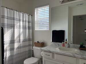 2nd Full bathroom featuring vanity and a shower with curtain