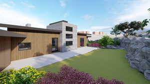 Back of house with a patio