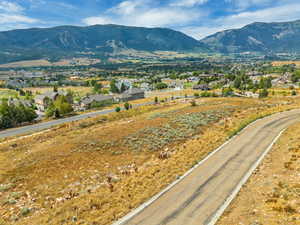 View of mountain background with nearby suburban area